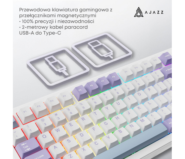 Ajazz AK820 MAX Magnetic switches Purple White RGB - 1536366 - zdjęcie 10